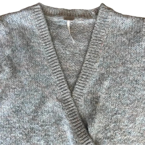 Free People 'Karina' Slouchy Faux Wrap Front Puff Sleeves Sweater Oversized - Picture 7 of 13